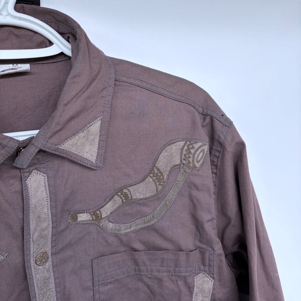 Vtg‎ Horse Embroidered Pearl Snap Western Shirt Medium Mens Brown Fringe Led Jo - Picture 6 of 8